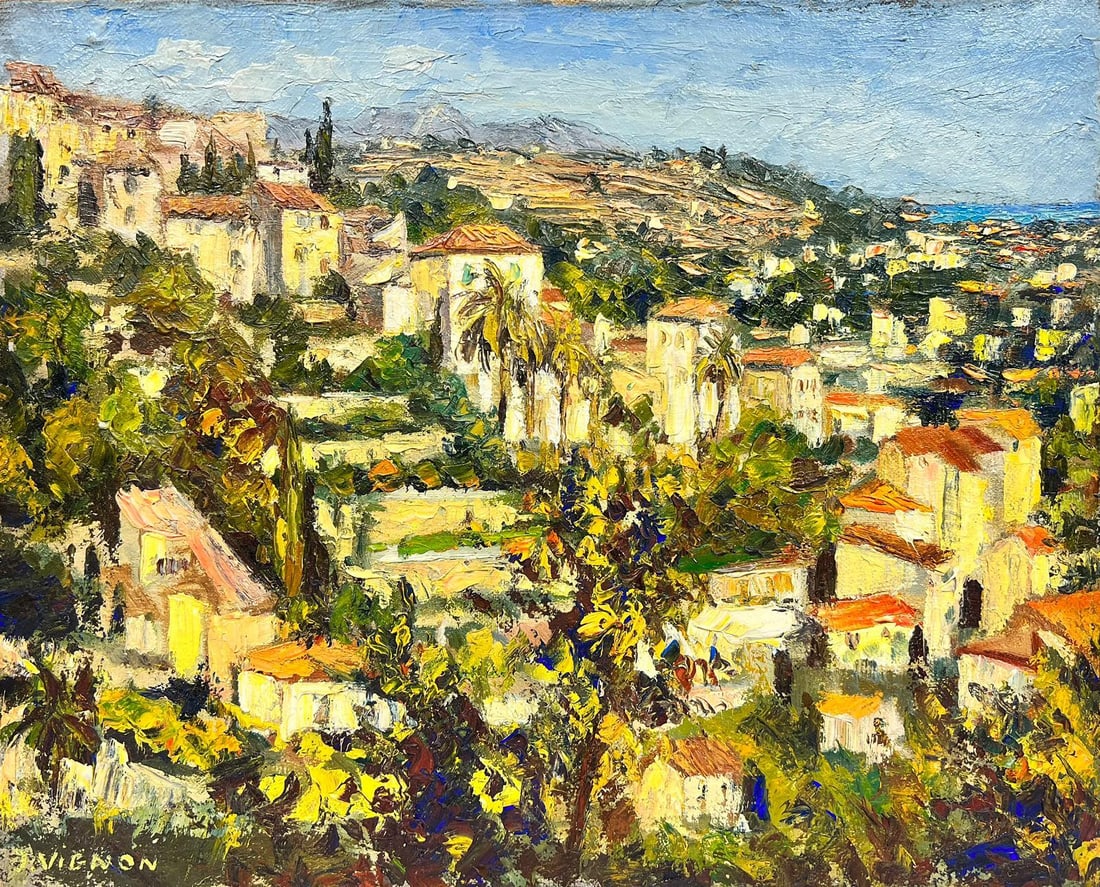 Cagnes Sur Mer Landscape Original French Post Impressionist Signed Oil 1960''s (1 of 20)
