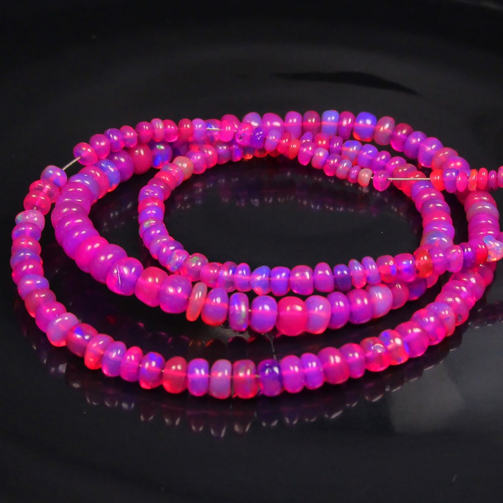 33.44 Ctw Natural 178 Drilled Purplish Pink Fire Opal Beads (1 of 2)