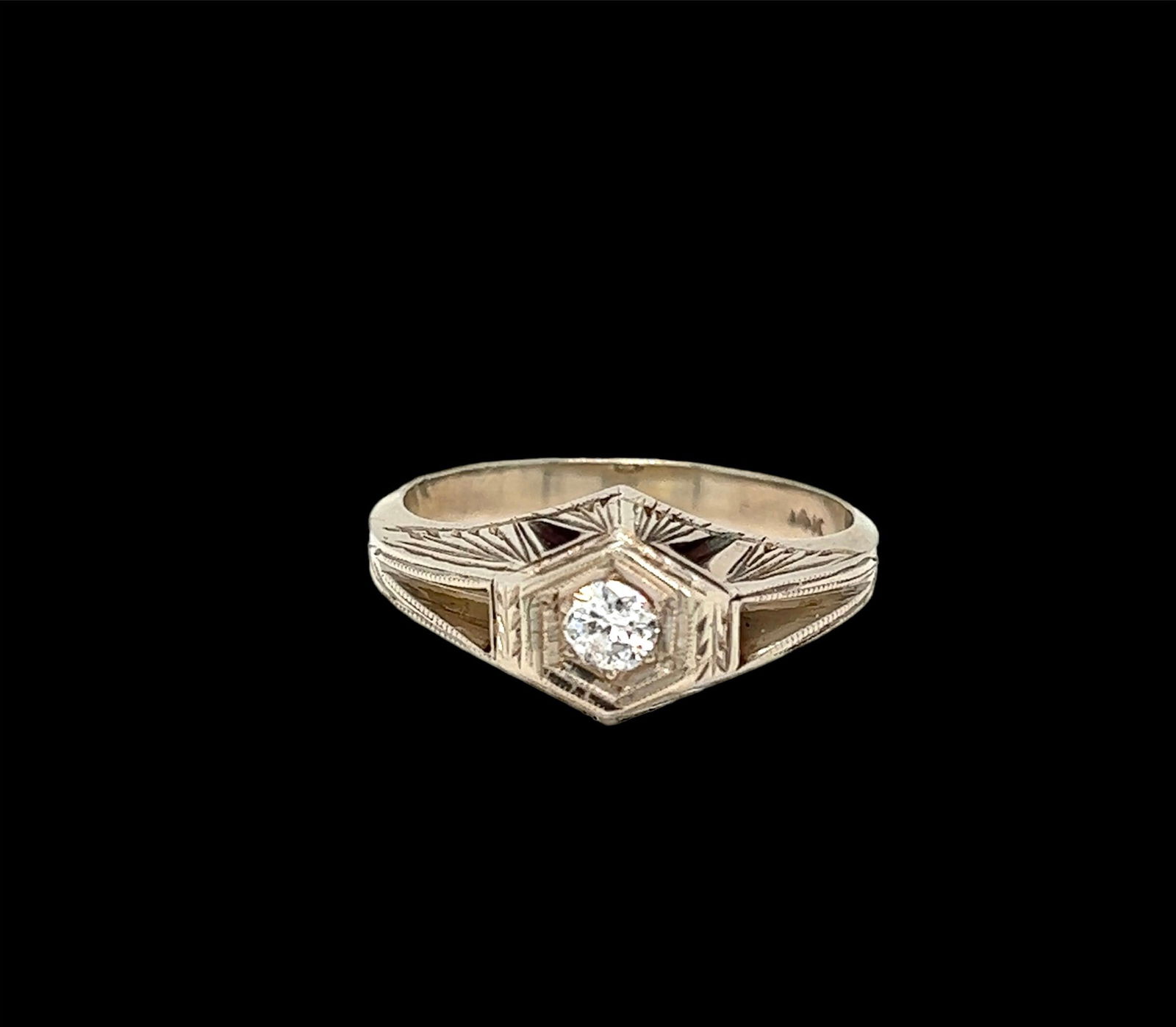 antique 14K white gold deco diamond ring (1 of 7)