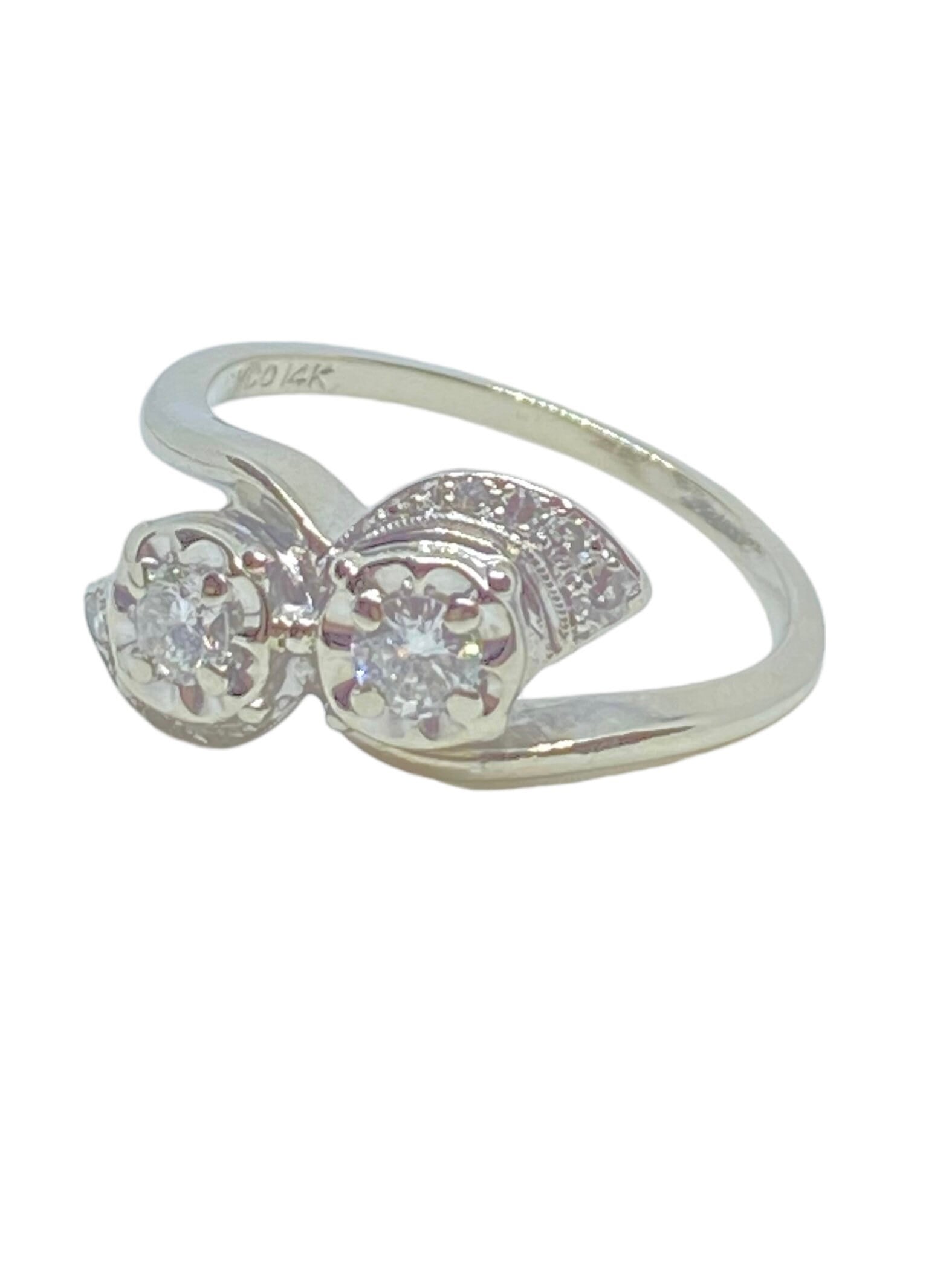 14k white gold vintage twin ring/tou et moi (1 of 9)