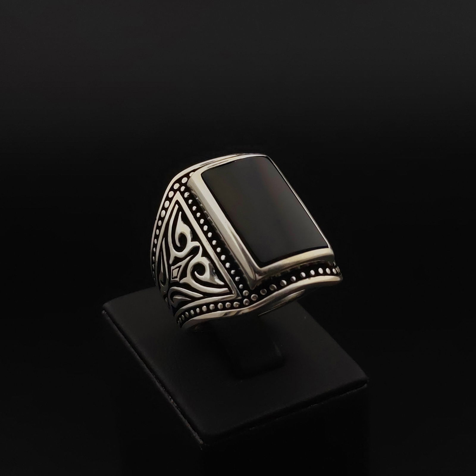 925 Silver Men's Ring with Black Onyx (1 of 8)