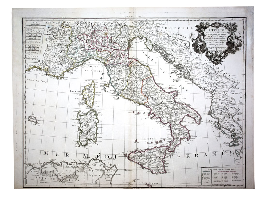 De L'Isle Philippe Buache engraved map of Italy 1802 (1 of 3)