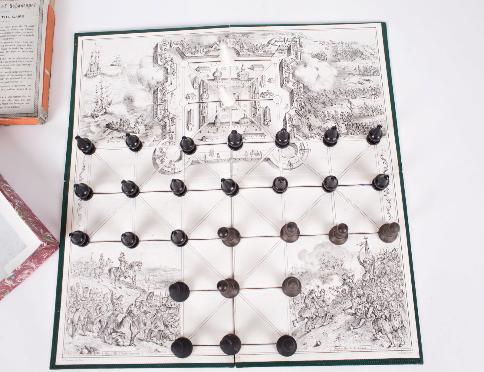 Henri Jannin French game 18580 Citadel Game Jeu de l’assaut Crimea war: Henri Jannin (1839) printed covers for sheet music, scenes of current events, portraits of personalities, games such as the "Flower Marriage Game" (1847), a card game for which he drew inspiration fro