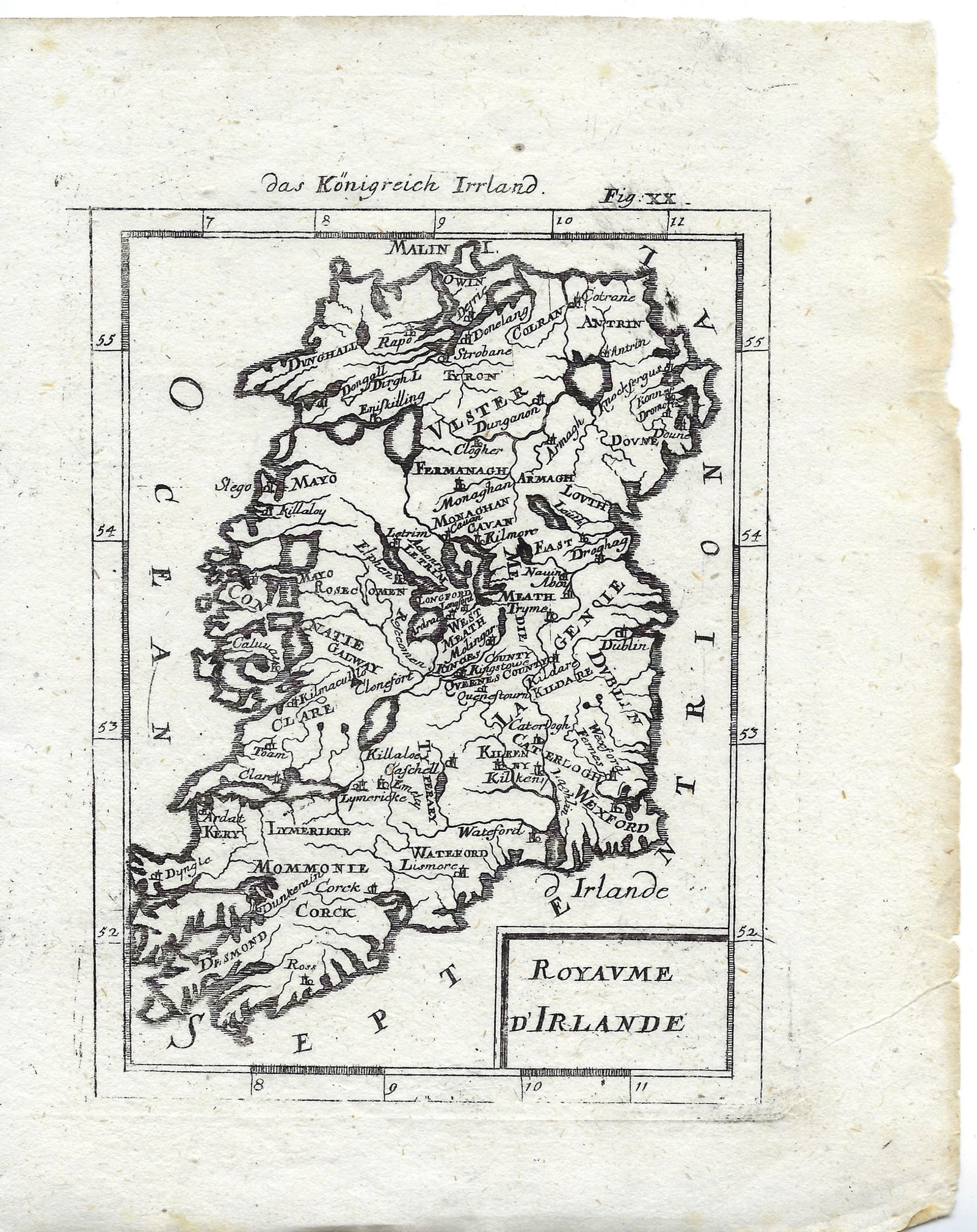 1719 Mallet map of Ireland -- Royaume d'Irlande (1 of 1)