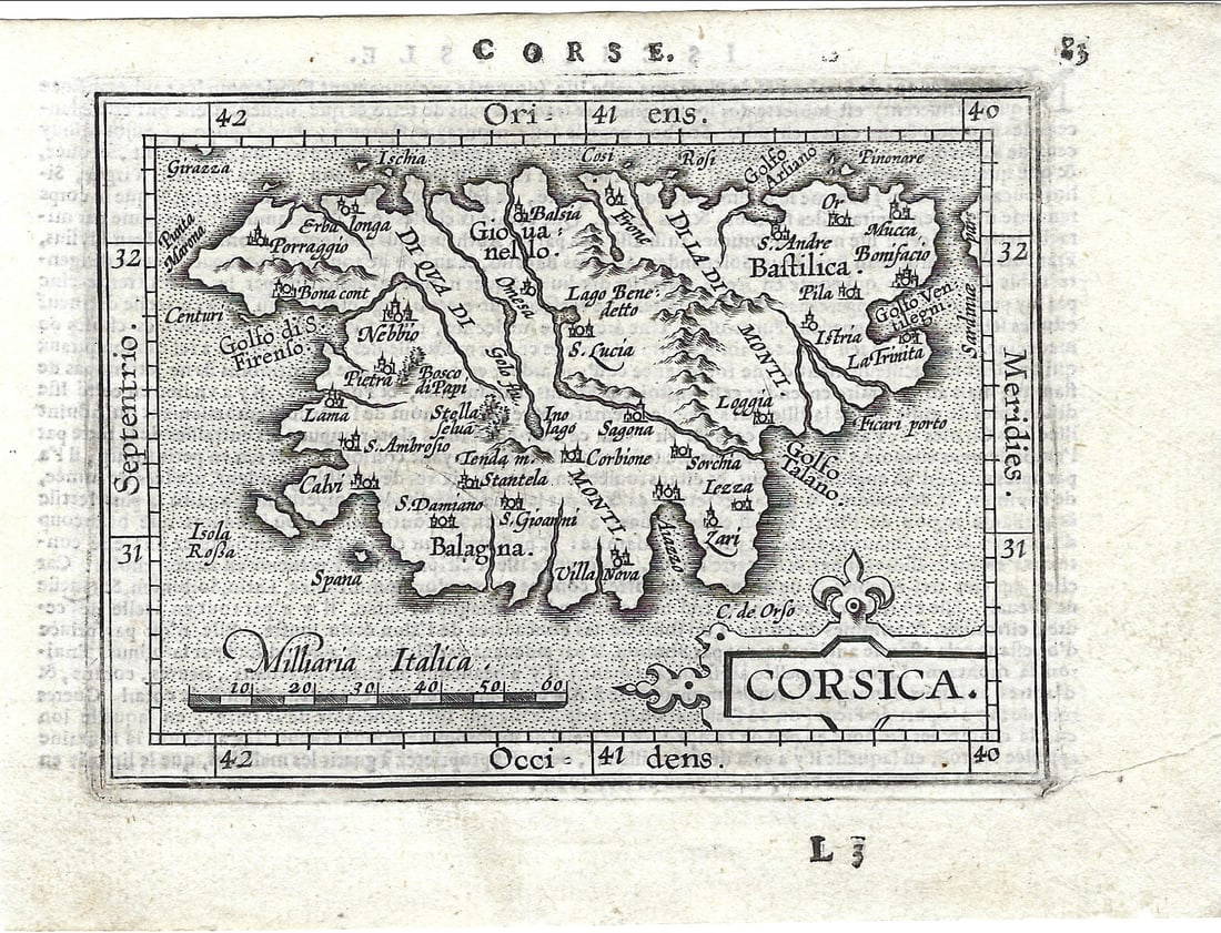 1602 Ortelius Map Of Corsica Corsica Auction
