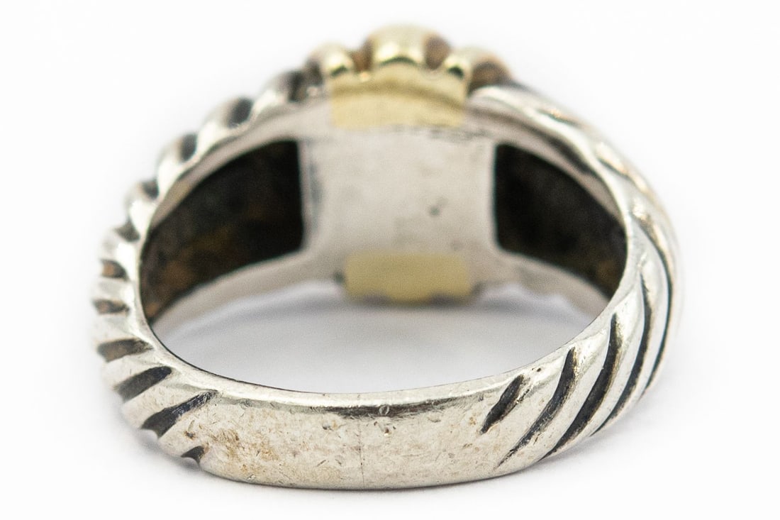 Estate Yellow Gold and Sterling Silver Cable Link Domed Ring by David Yurman (1 of 4)