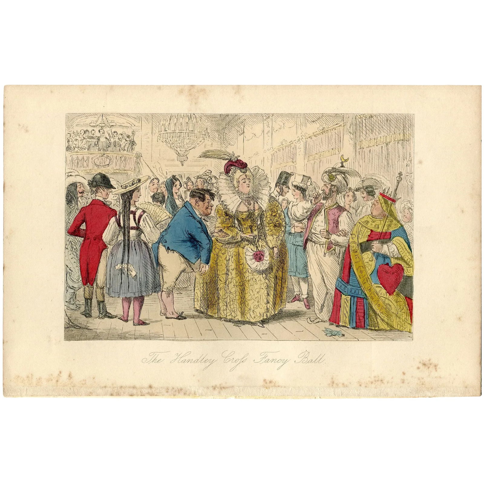 John Leech. The Handley Crofs Fancy Ball. 1854 engraving: The Handley Crofs Fancy Ball. John Leech (29 August 1817 – 29 October 1864). Provenance: Handley Cross; or, Mr. Jorrocks's Hunt written by Robert Smith Surtees. Illustrated by John Leech. Publis