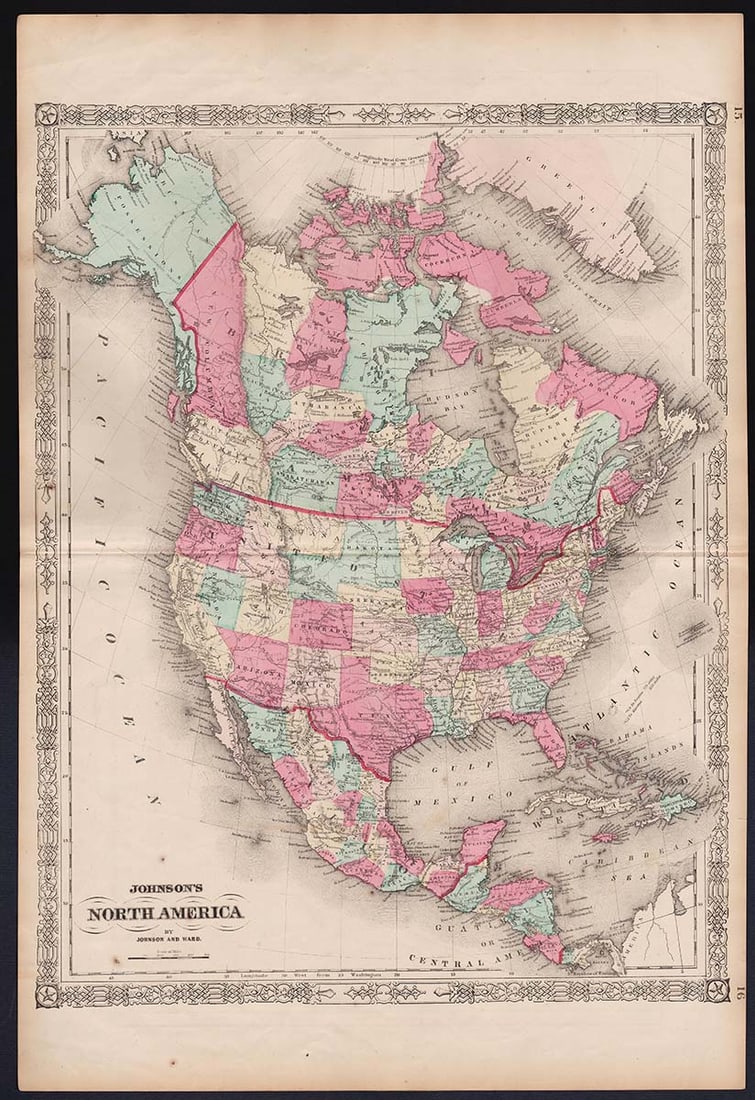 Civil War era map of N. America with unsettled state borders (1 of 6)