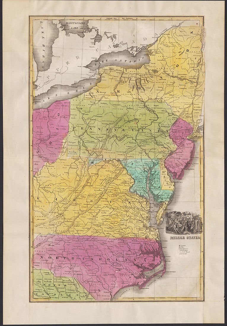 Scarce 1838 Smiley map of Middle States (1 of 4)