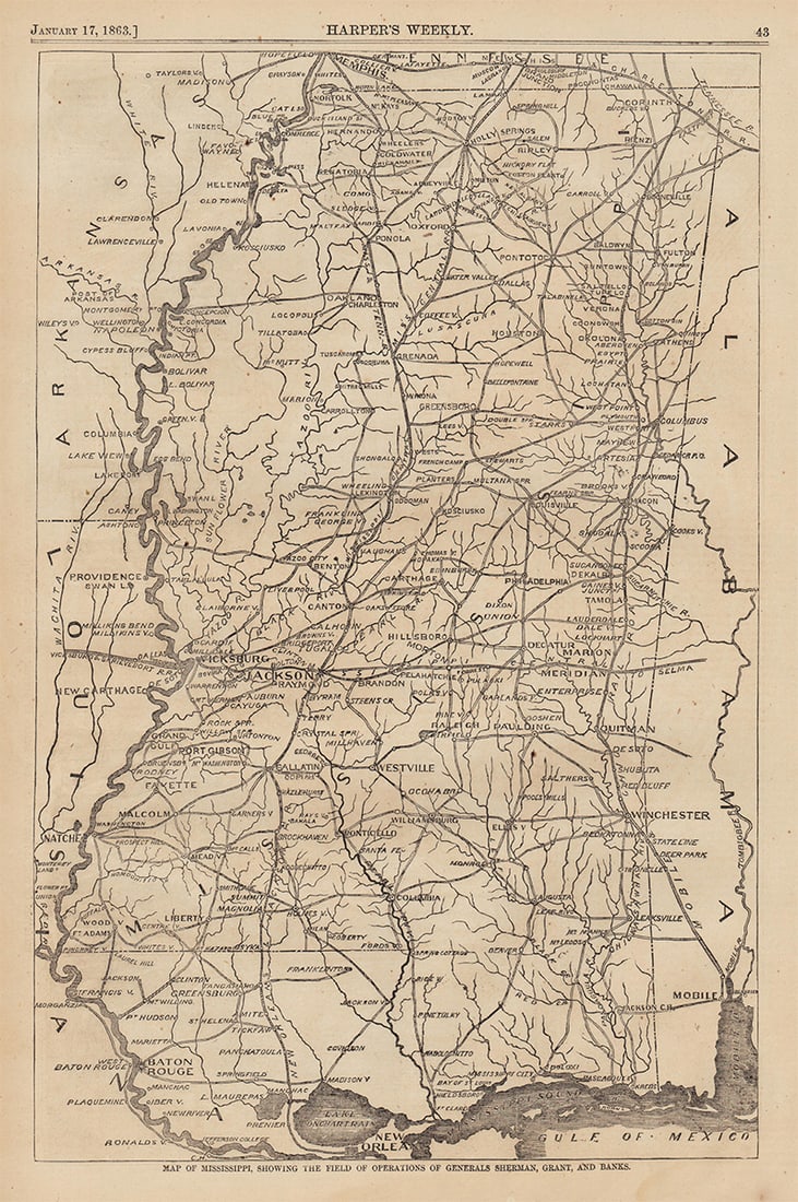 1863 Civil War map of Mississippi River (1 of 5)