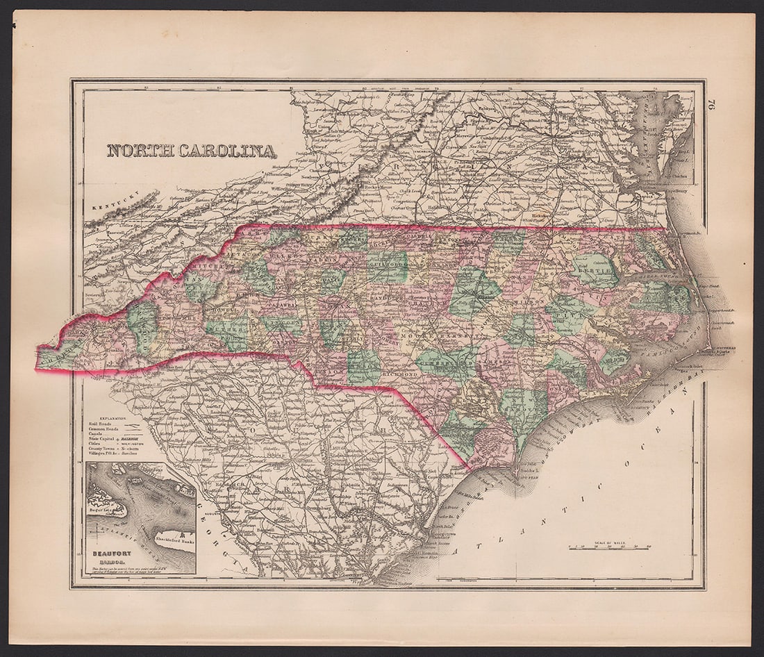Map of N. Carolina from Gray’s National Atlas, 1875 (1 of 4)
