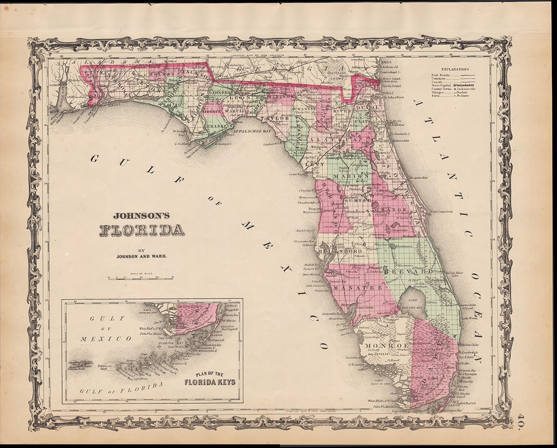 Civil War era map of Florida, 1863 (1 of 4)