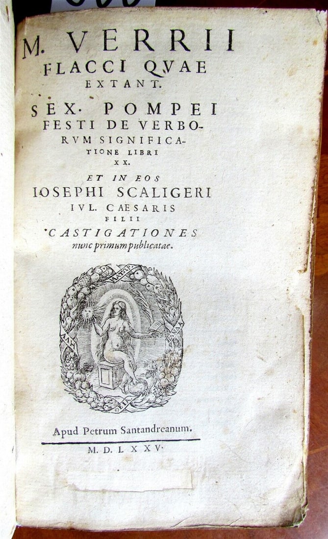1575 MARCUS FLACCUS by JOSEPH SCALIGER VELLUM BOUND antique (1 of 6)