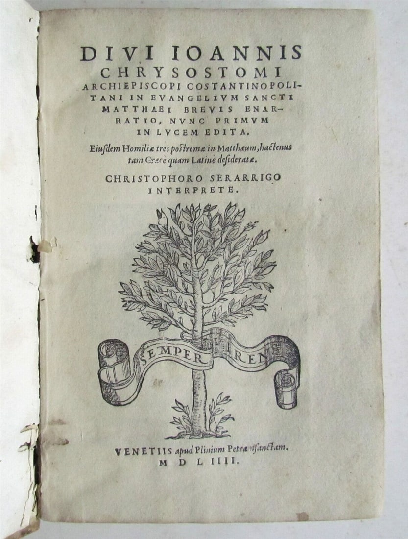 1554 BIBLE COMMENTARY by St. John Chrysostom antique VELLUM BOUND 16th century (1 of 12)