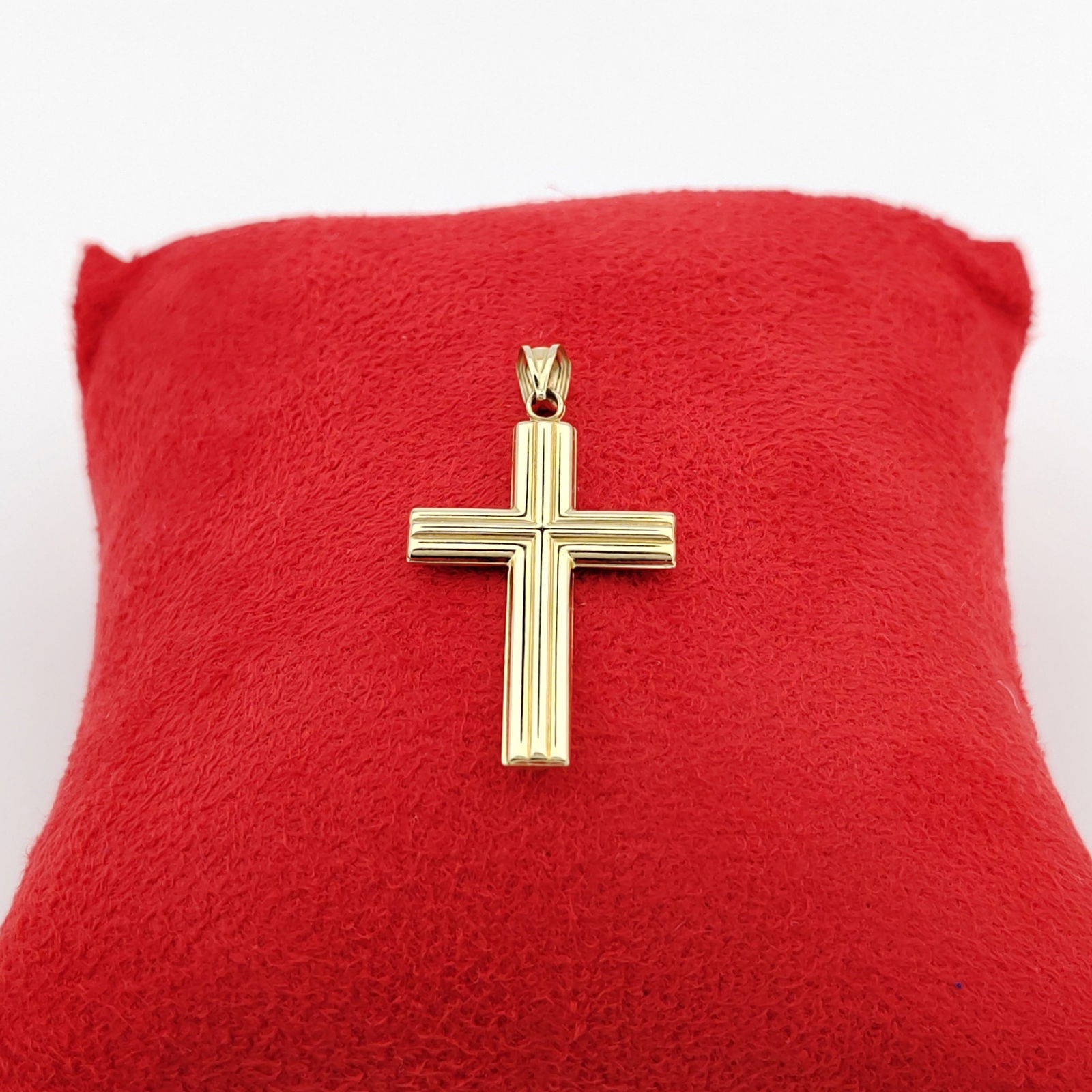 14K 585 Yellow Gold Cross Pendant,Unisex (1 of 6)