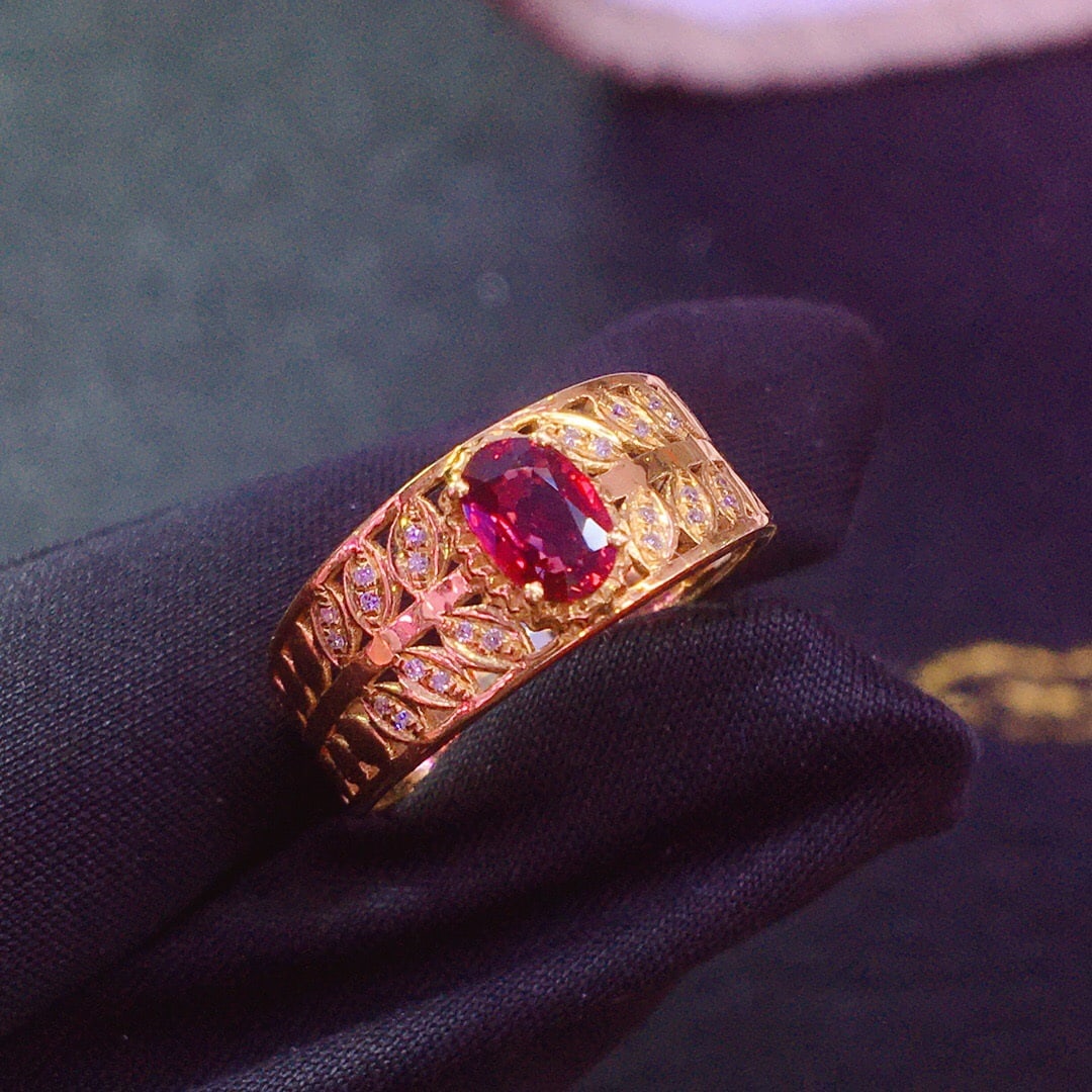 18K Yellow Gold 0.5 CT Ruby & Diamond Ring (1 of 4)