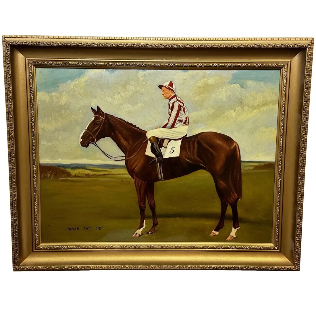 Oil Painting Epsom Derby 1954 Jockey Lester Piggott No5 Race Horse Never Say Die (1 of 20)