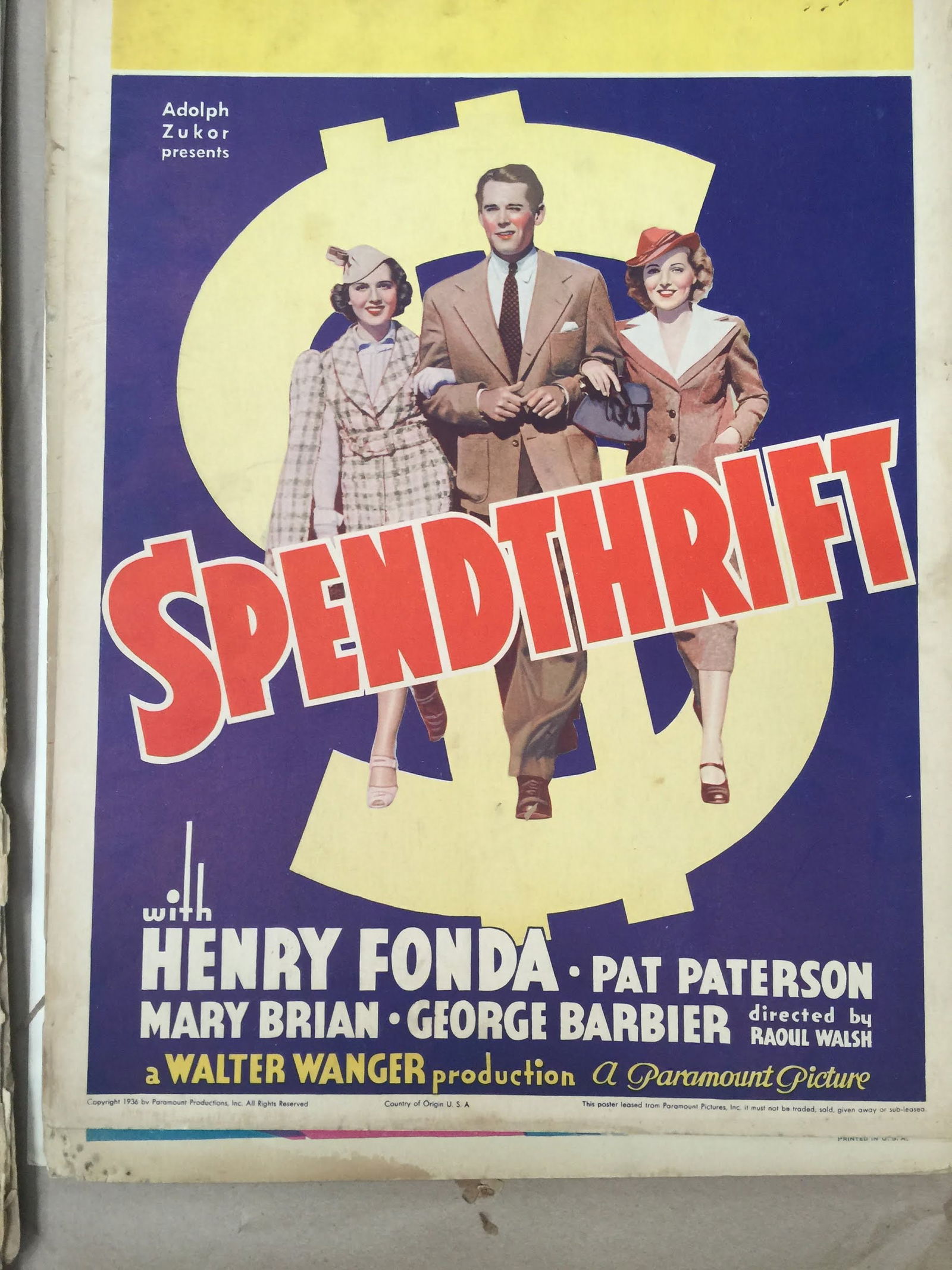 Spendthrift - Henry Fonda (1936) US Window Card Movie Poster (1 of 1)