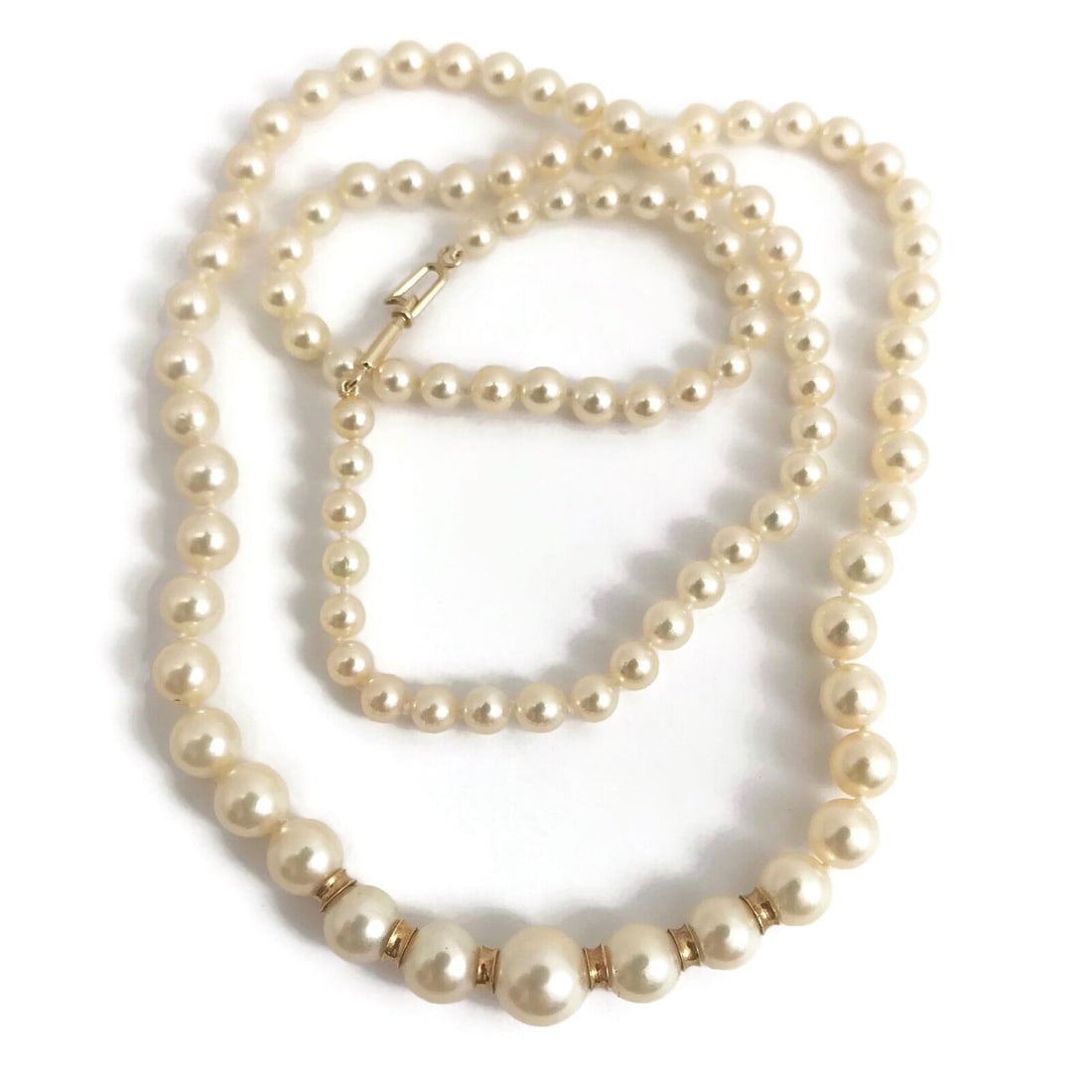 Vintage Graduated White Pearl Necklace 18K Yellow Gold, 20 Inches, 3.5 - 7.3 mm (1 of 11)