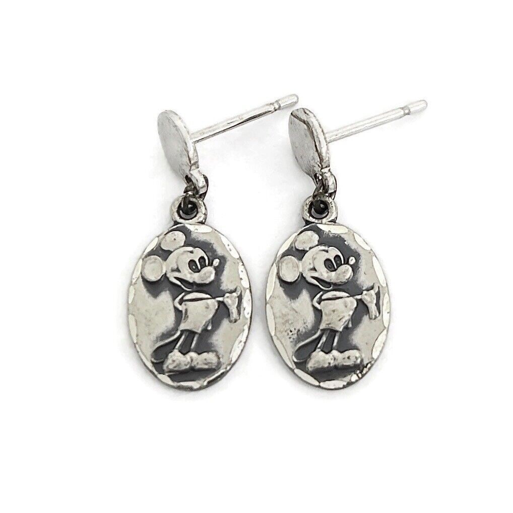 Vintage 1970's Mickey Mouse Dangle Drop Earrings Sterling Silver, 2.01 Grams (1 of 6)