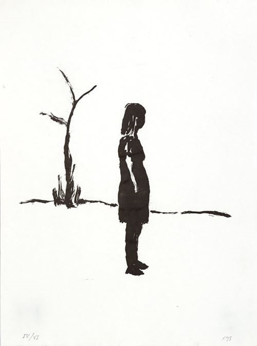 Xisco Mensua Spanish engraving 1995, 12.6 x 9.5 in.: Artist: Xisco Mensua (Spain, 1960) Work Title: Untitled from Portofolio "Junio - Julio" Date/Period: 1995 Medium: engraving Overall Size: 12.6 x 9.5 in. (32 x 24 cm.) Reserve: $80.00 Shipping: Domesti