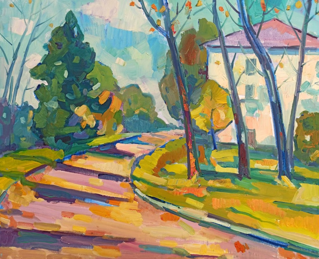 Oil painting Going to school Peter Tovpev: Description: ?Dobr 69 *** ABOUT THIS PAINTING *** * TITLE: "Going to school" * ARTISTS: Peter Tovpev * SIZE: 70x80 cm/'27.55x31.49 inches' * MEDIUM: oil, canvas * HAND PAINTED: Original painting from 
