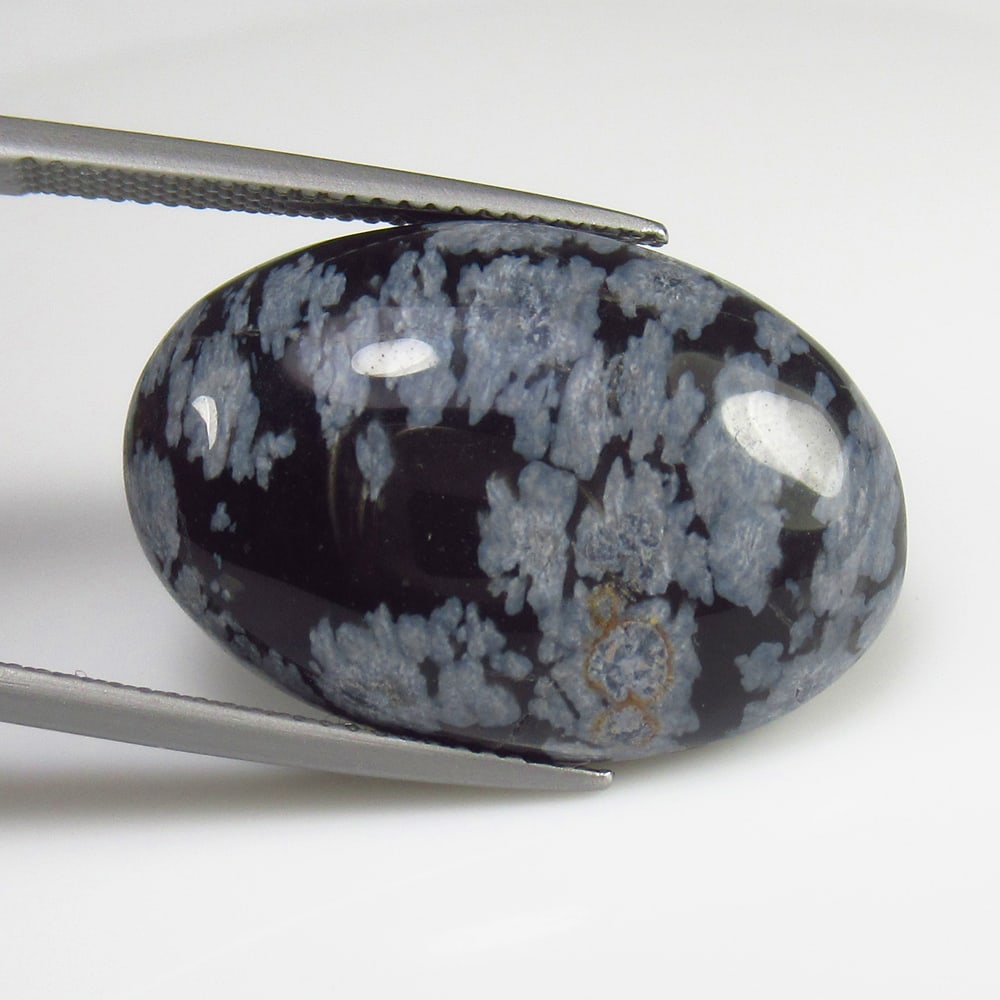 17.29 Ct - Natural Snowflake Jasper: No Reserve! Title: 17.29 Ct - Natural Snowflake Jasper Description: Gemstone Gemstones: Jasper Carat: 17.29 Size/Dimensions:25.0 x 17.0 x 6.0 mm Additional Info:Pieces : 1 No's / Shape : Oval Cab / Co