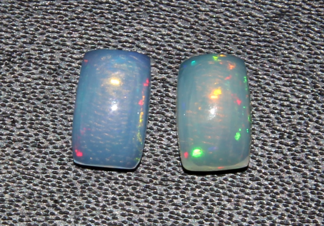 Lovely " Fire Ethiopian Opal " 1.26 Cts Natural Ethiopian Opal Pair (1 of 2)