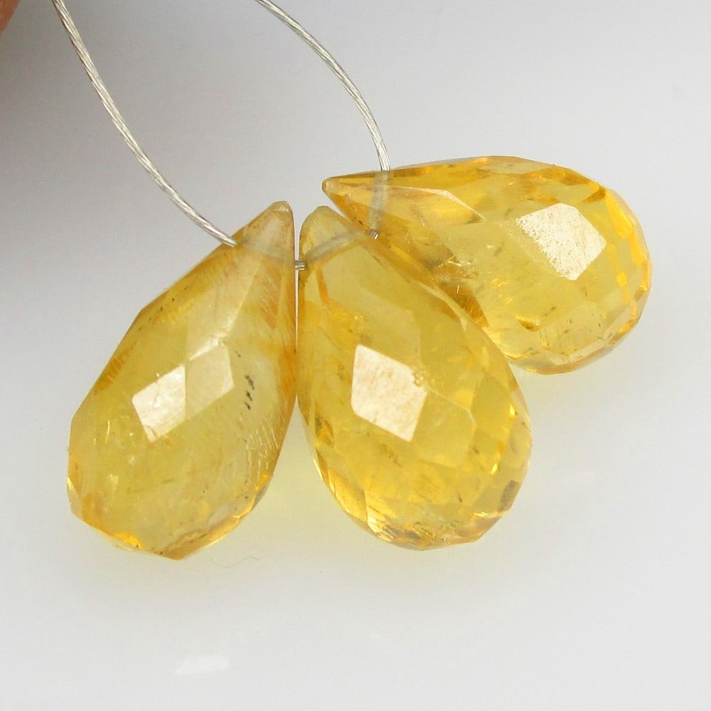 8.26 Ctw Natural Citrine Drilled Pear Drop Beads (1 of 2)