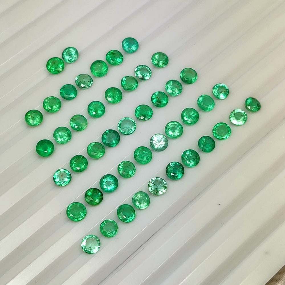 14.48 Ctw Natural Top Luster Zambian Emerald Round Jewellery Setting Lot (1 of 2)