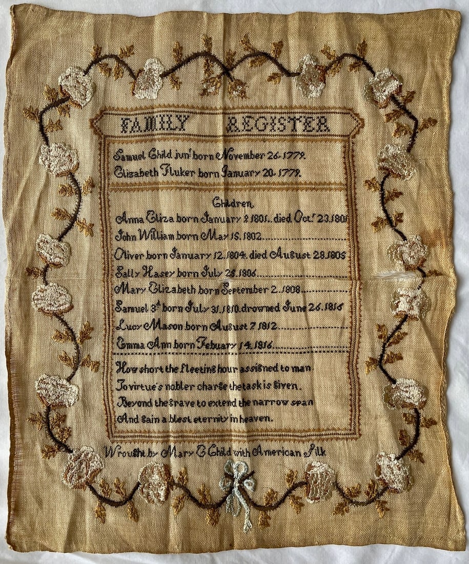 Cambridge, MA needlework sampler c. 1817 (1 of 1)