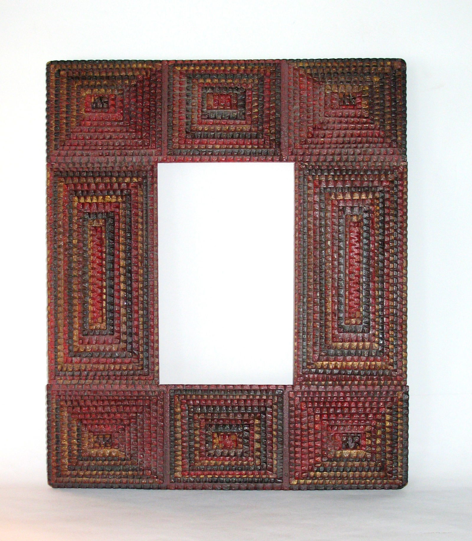 Spectacular antique painted tramp art 11 layered frame (1 of 9)