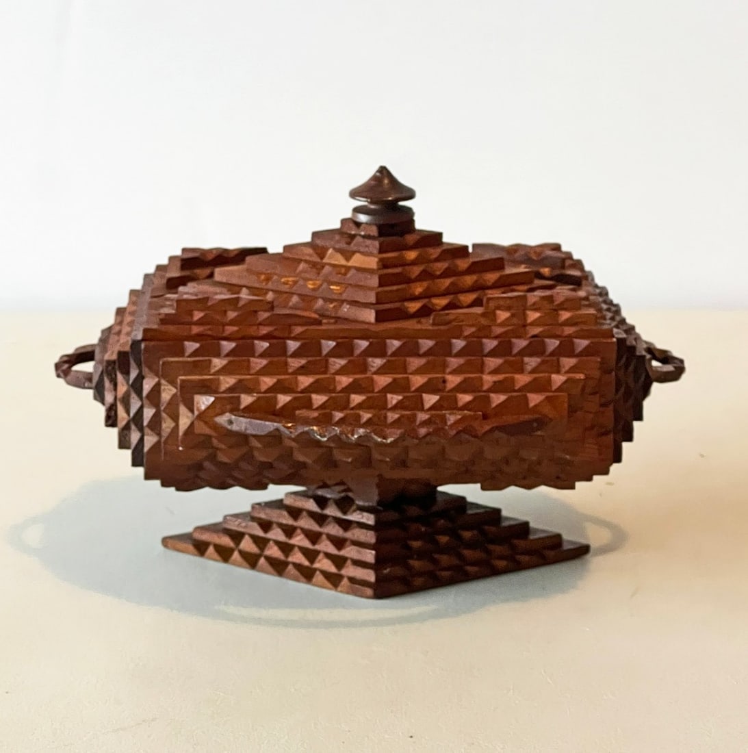 Herman Metz Tramp Art Box on Diamond Shaped Base (1 of 5)