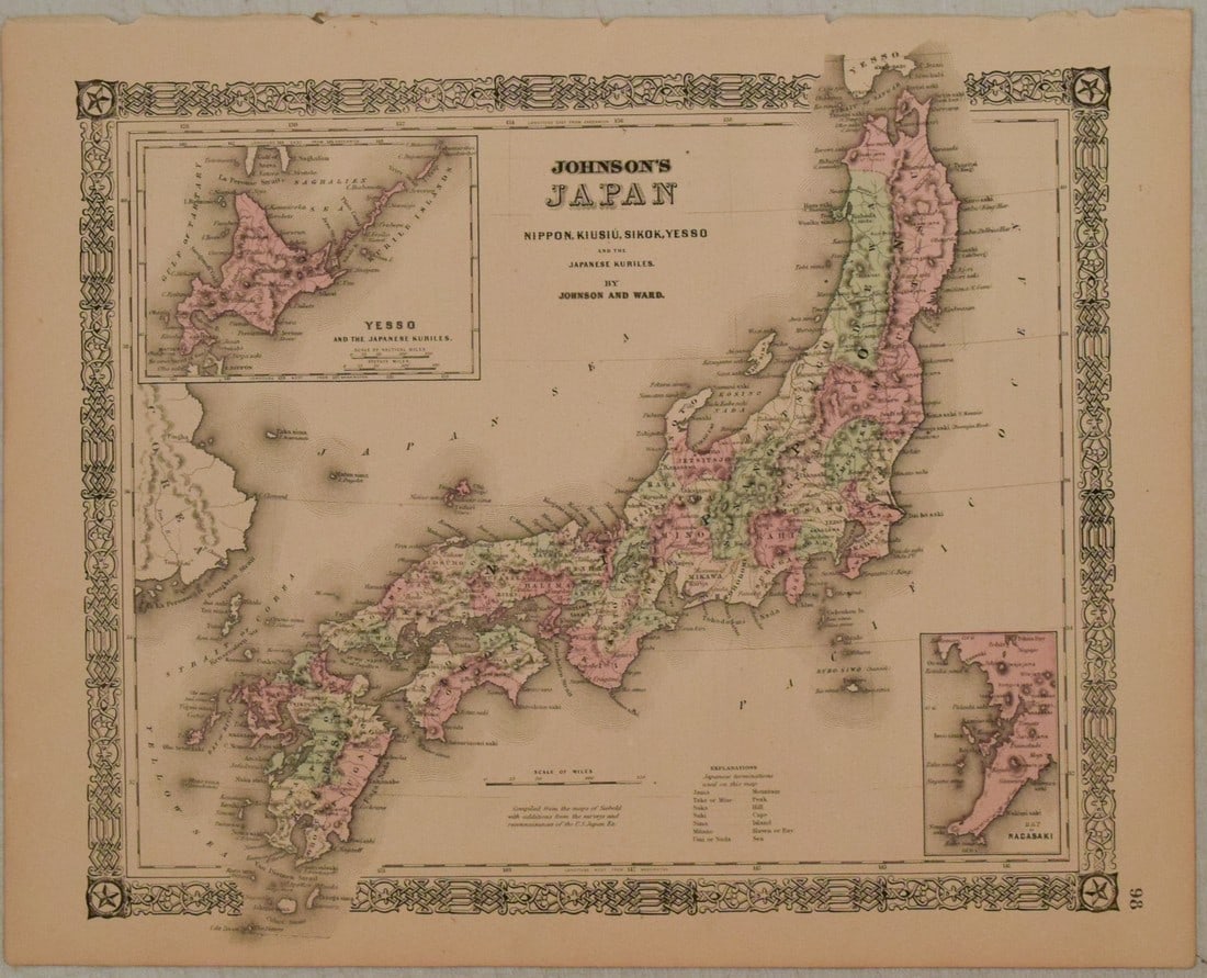 1866 Johnson Map of Japan -- Johnson's Japan Nippon, Kiusiu, Sikok, Yesso and the Japanese Kuriles (1 of 1)