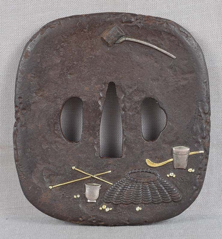 18/19c Japanese sword TSUBA chanoyu TEA CEREMONY UTENSILS (1 of 6)