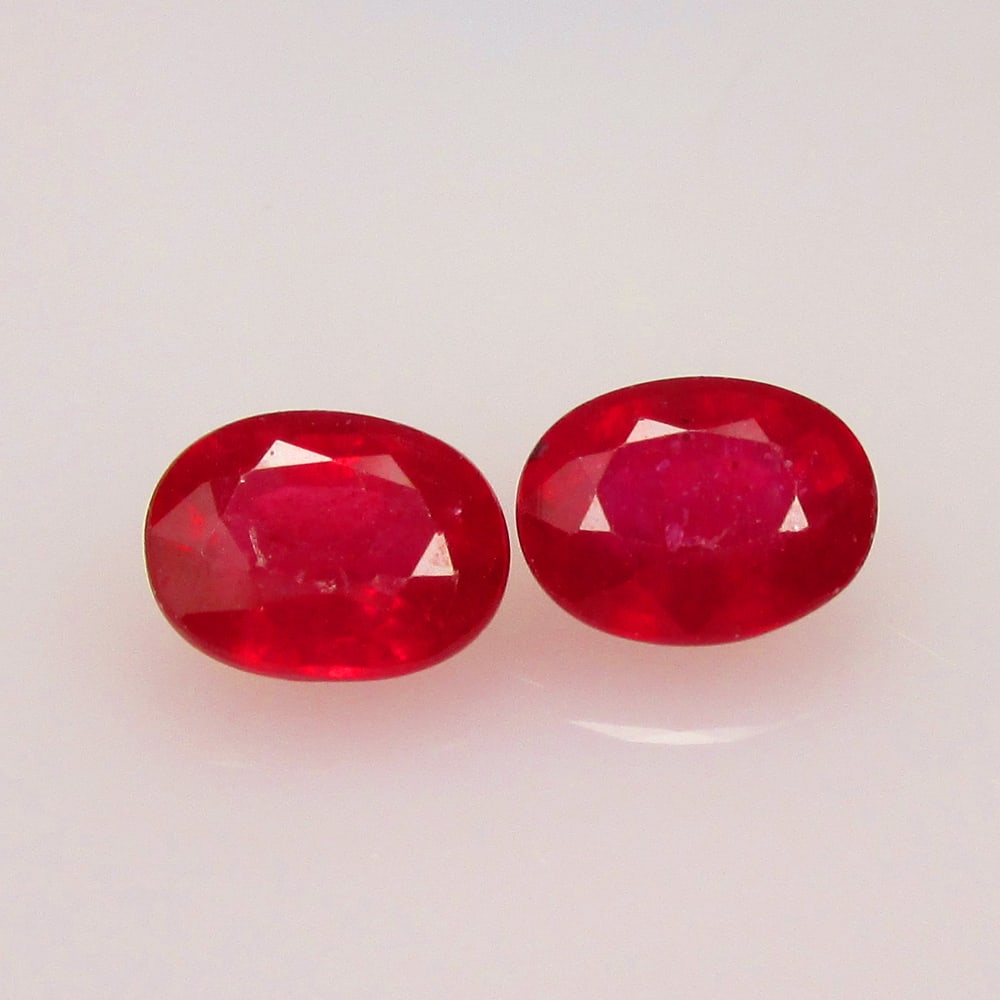 3.74 Ctw Natural Mozambique Red Ruby Oval Pair (1 of 2)