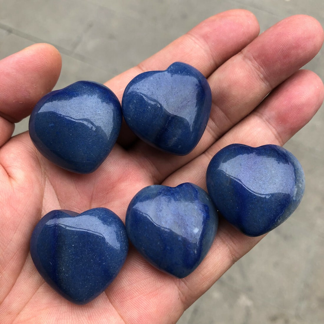 5 pc Natural blue Aventurine Quartz hand carved Crystal love heart (1 of 5)