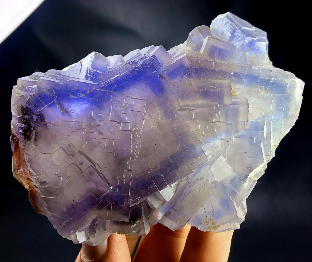 Purple Phantoms Fluorite From Pakistan, Stepwise Cubic Phantoms Fluorite Specimen - 518 g , (1 of 8)