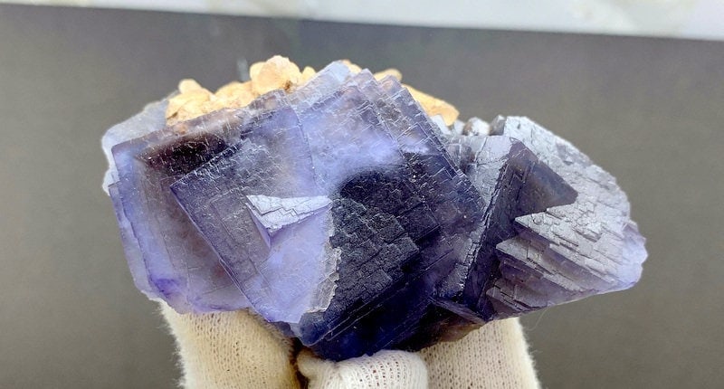 269 Grams top quality natural blue phantom coubic flourite with calcite specimen From Baluchistan (1 of 10)