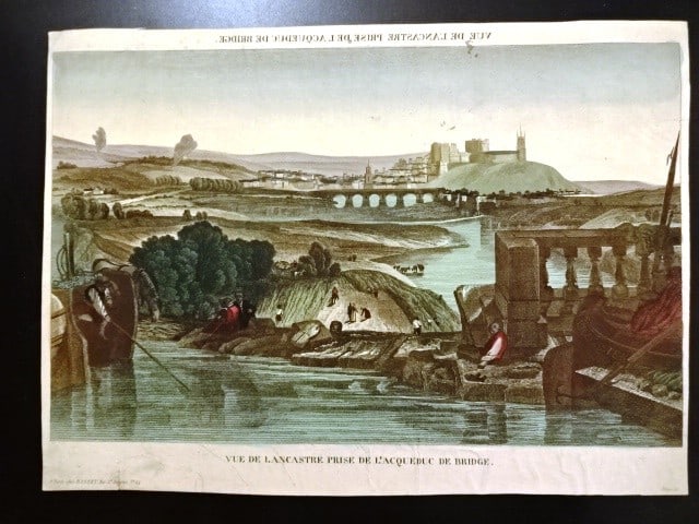 1825 Handcolored Turner Engraving Lancaster Bridges (1 of 1)