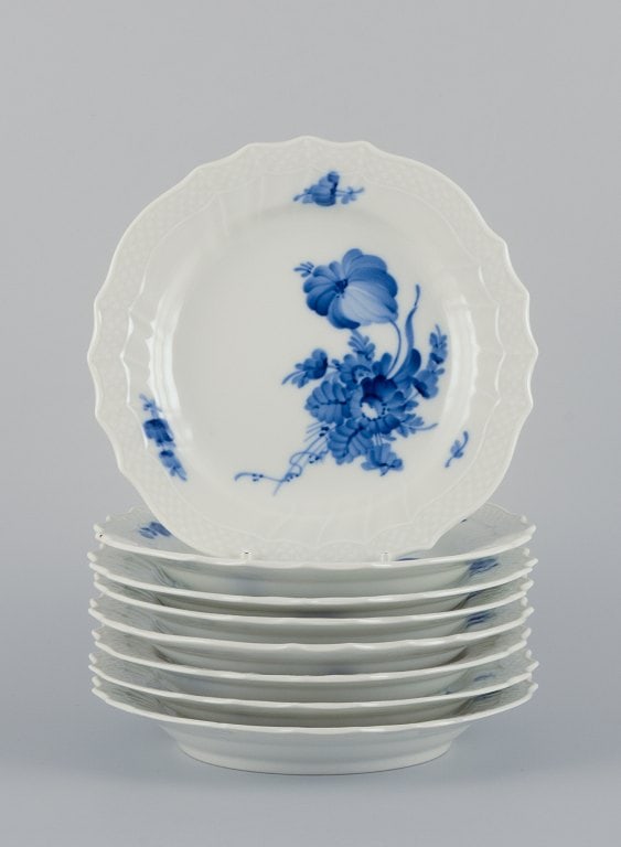 Royal Copenhagen Blue Flower Curved. A set of eight plates. (1 of 9)