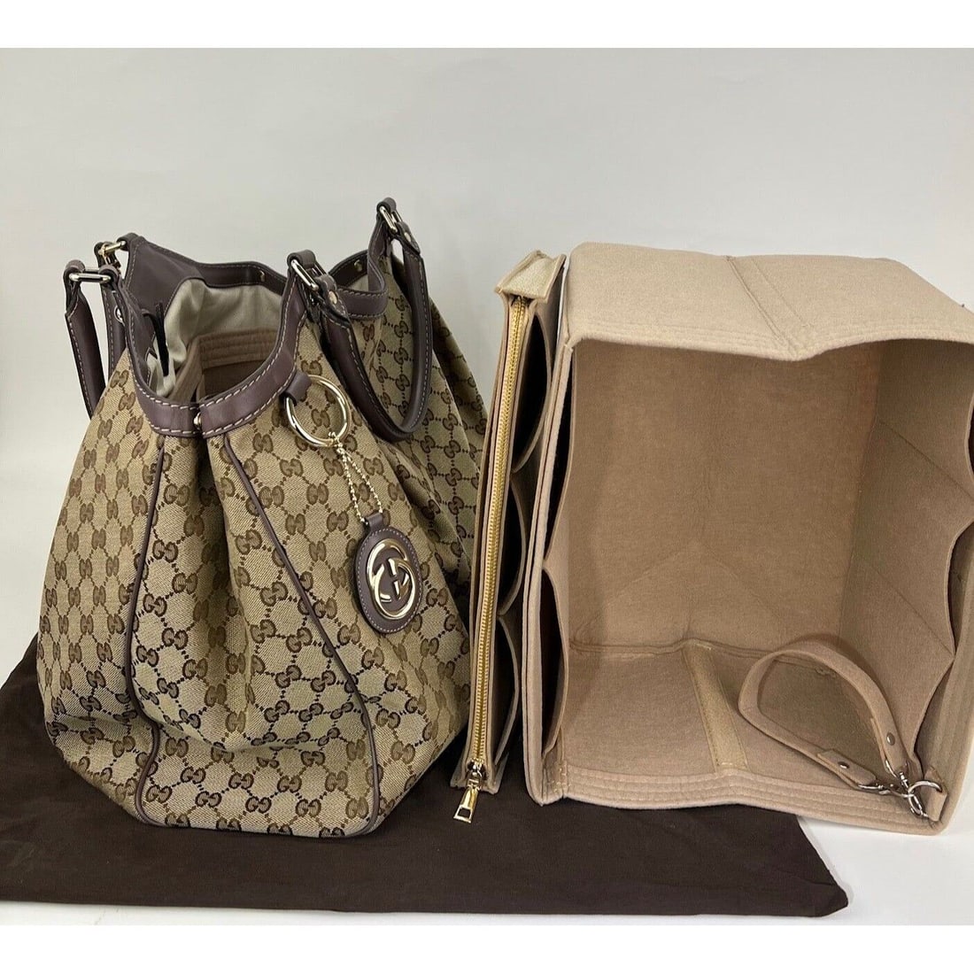 Gucci Sukey Large Monogram Gg Canvas Hand Bag Tote Auction
