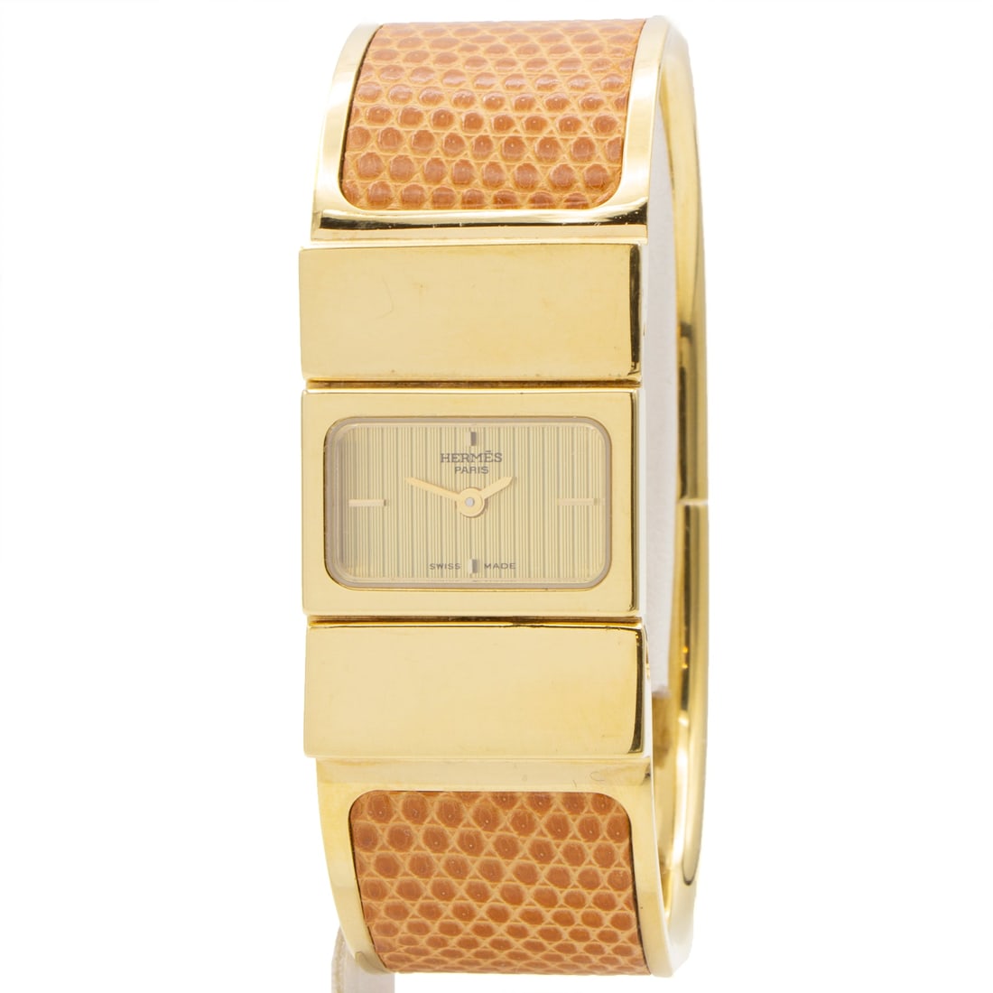 Hermès Loquet LO1.210 watch: Beautiful Hermès Loquet watch, model LO1.210 for women. - Directly inspired by the clic-clac bracelet, the case is housed in the heart of the closing mechanism. - Gold plated Hermes bracelet cove