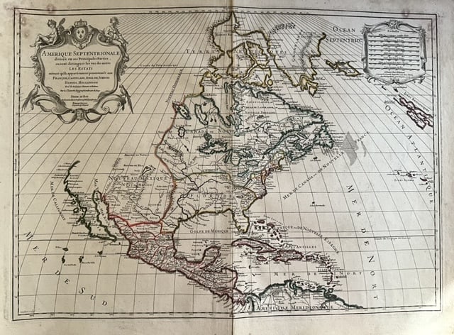 1719 Map of Colonial era North America, by Sanson - Jaillot (1 of 4)