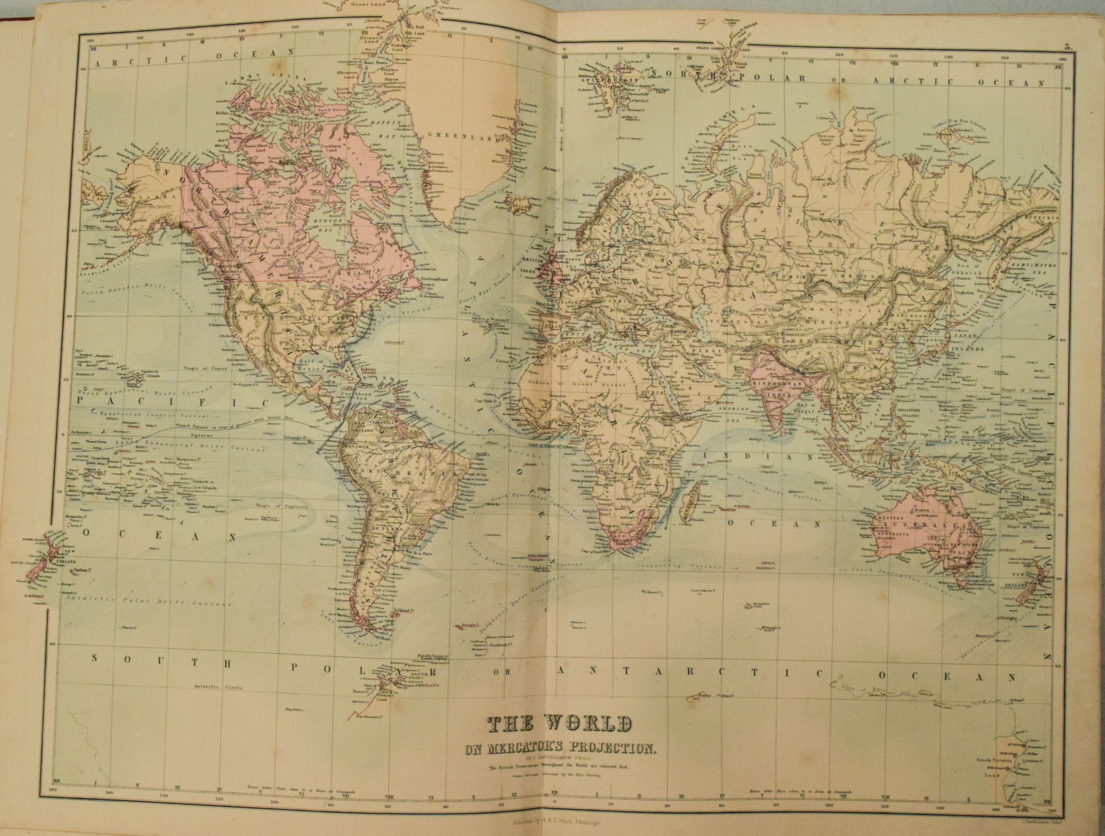 1882 Black World Map -- The World on Mercator's Projection (1 of 1)