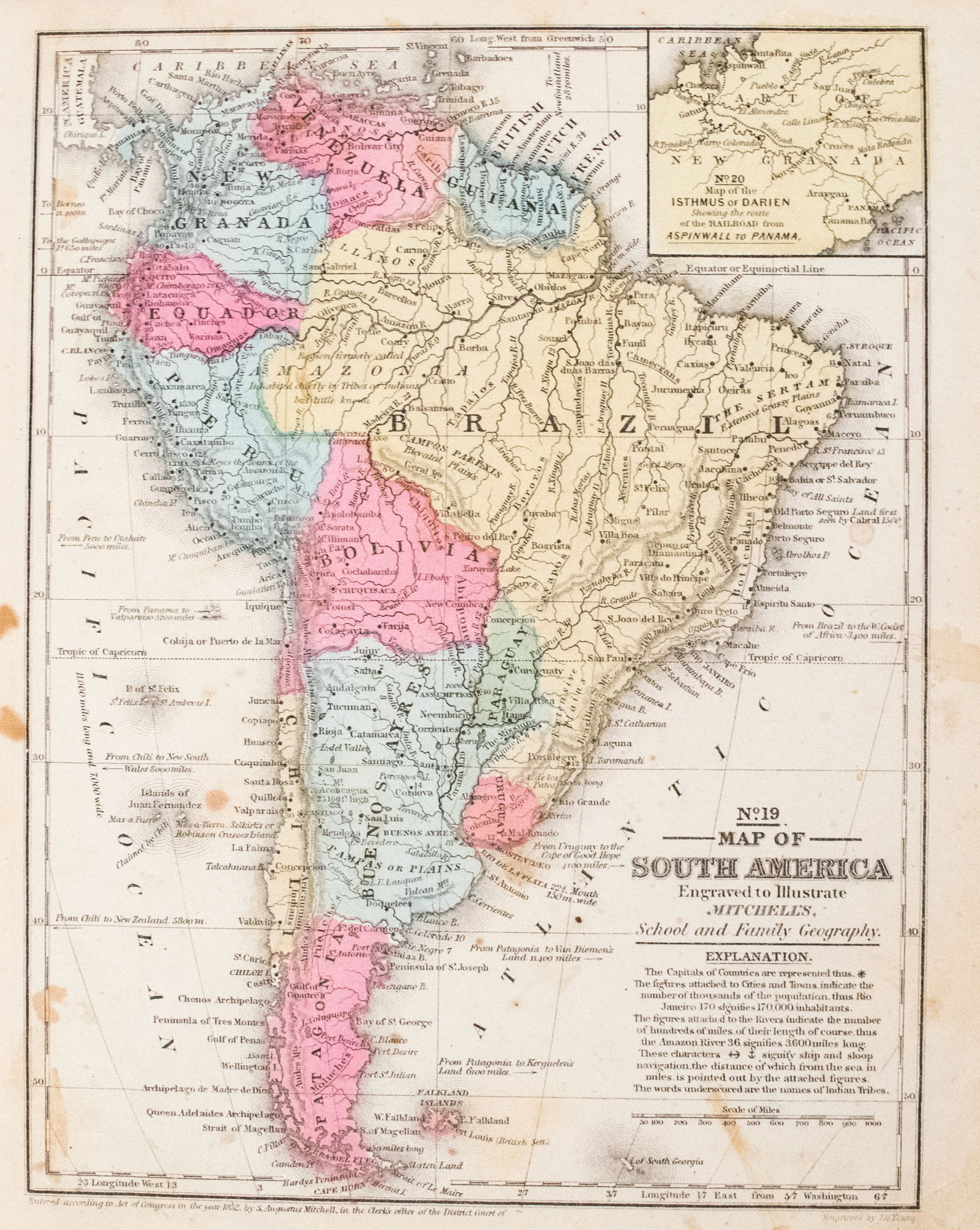 1852 Mitchell Map of South America -- South America: Title: 1852 Mitchell Map of South America -- South America Cartographer: S Mitchell Year / Place: 1852, Philadelphia Map Dimension (in.): 10.4 x 8 in. A very nice and detailed map of South America fro