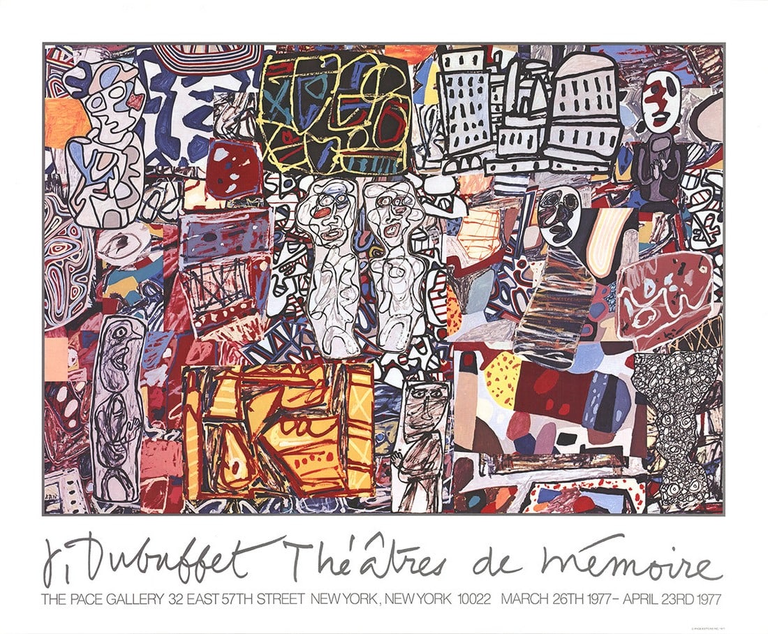 Jean Dubuffet - Theatre De Memoire - 1977 Lithograph 30.25" x 36.5": Artist: Jean Dubuffet Title: Theatre De Memoire Description: "Theatre De Memoire" by Jean Dubuffet, 1977 Unsigned Lithograph. Paper size is 30.25 x 36.5 inches, with an image size of 22.5 x 33.5 inche