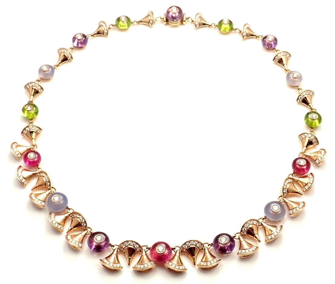 Authentic Bvlgari Bulgari Diva Dream Diamond Amethyst Rubellite Peridot Necklace (1 of 12)