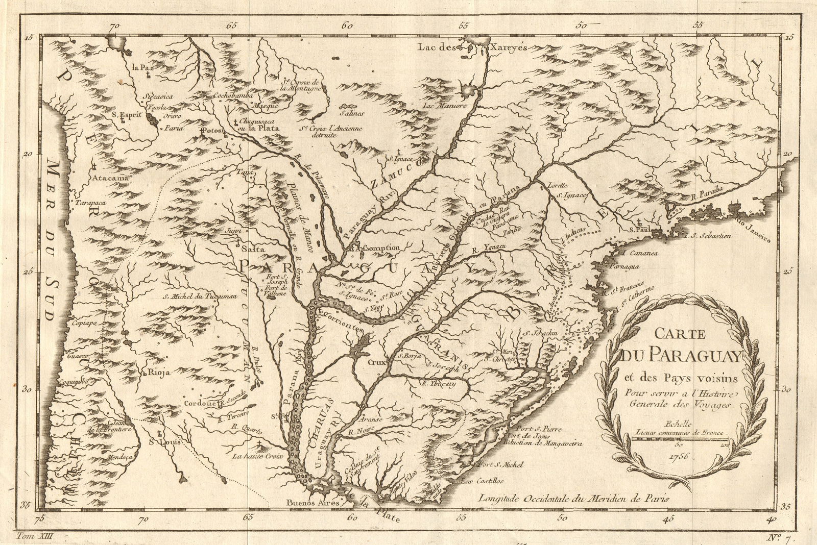 Carte du Paraguay et des Pays voisins'. Argentina Uruguay. BELLIN 1756 map (1 of 1)