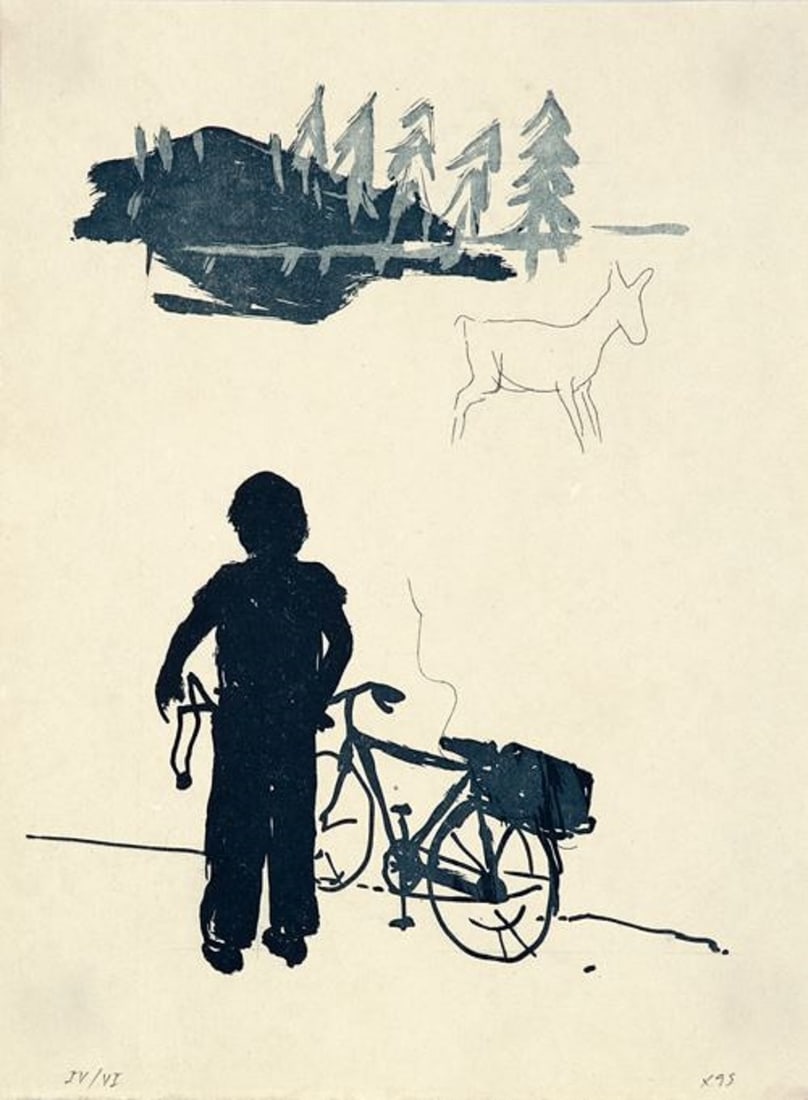 Xisco Mensua Spanish engraving 1995, 12.6 x 9.5 in.: Artist: Xisco Mensua (Spain, 1960) Work Title: Untitled from Portofolio "Junio - Julio" Date/Period: 1995 Medium: engraving Overall Size: 12.6 x 9.5 in. (32 x 24 cm.) Reserve: $80.00 Shipping: Domesti